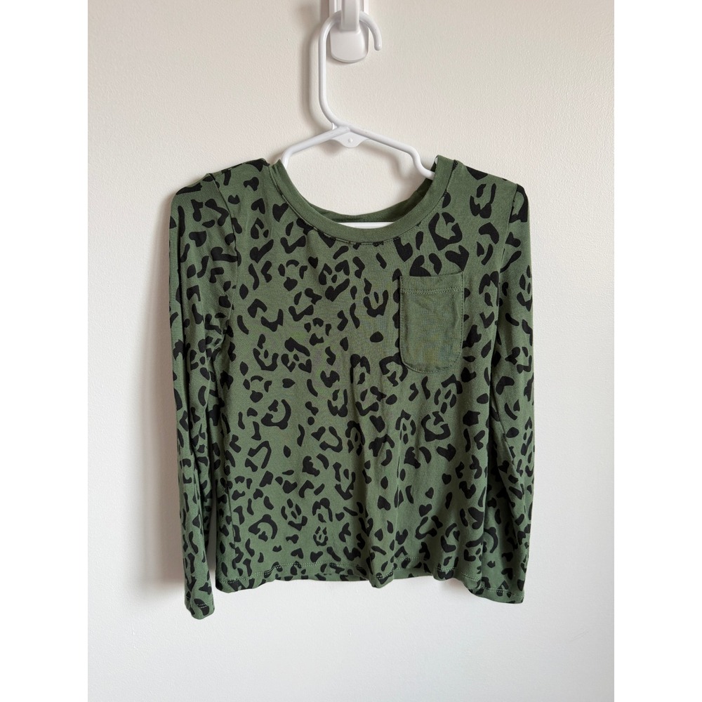 Kyte Baby Green Leopard Bamboo Long Sleeve Pocket Tee Shirt 5T